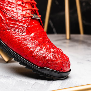 Marco Di Milano Kratos Red Caiman Crocodile Sneakers - Dudes Boutique