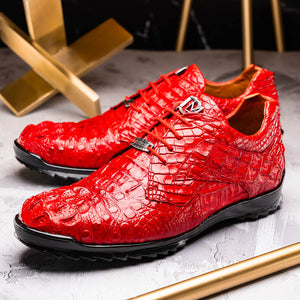 Marco Di Milano Kratos Red Caiman Crocodile Sneakers - Dudes Boutique