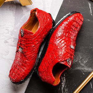Marco Di Milano Kratos Red Caiman Crocodile Sneakers - Dudes Boutique