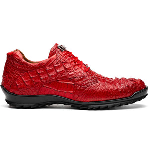Marco Di Milano Kratos Red Caiman Crocodile Sneakers - Dudes Boutique