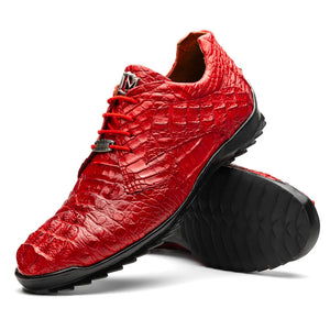Marco Di Milano Kratos Red Caiman Crocodile Sneakers - Dudes Boutique