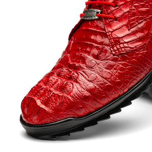Marco Di Milano Kratos Red Caiman Crocodile Sneakers - Dudes Boutique