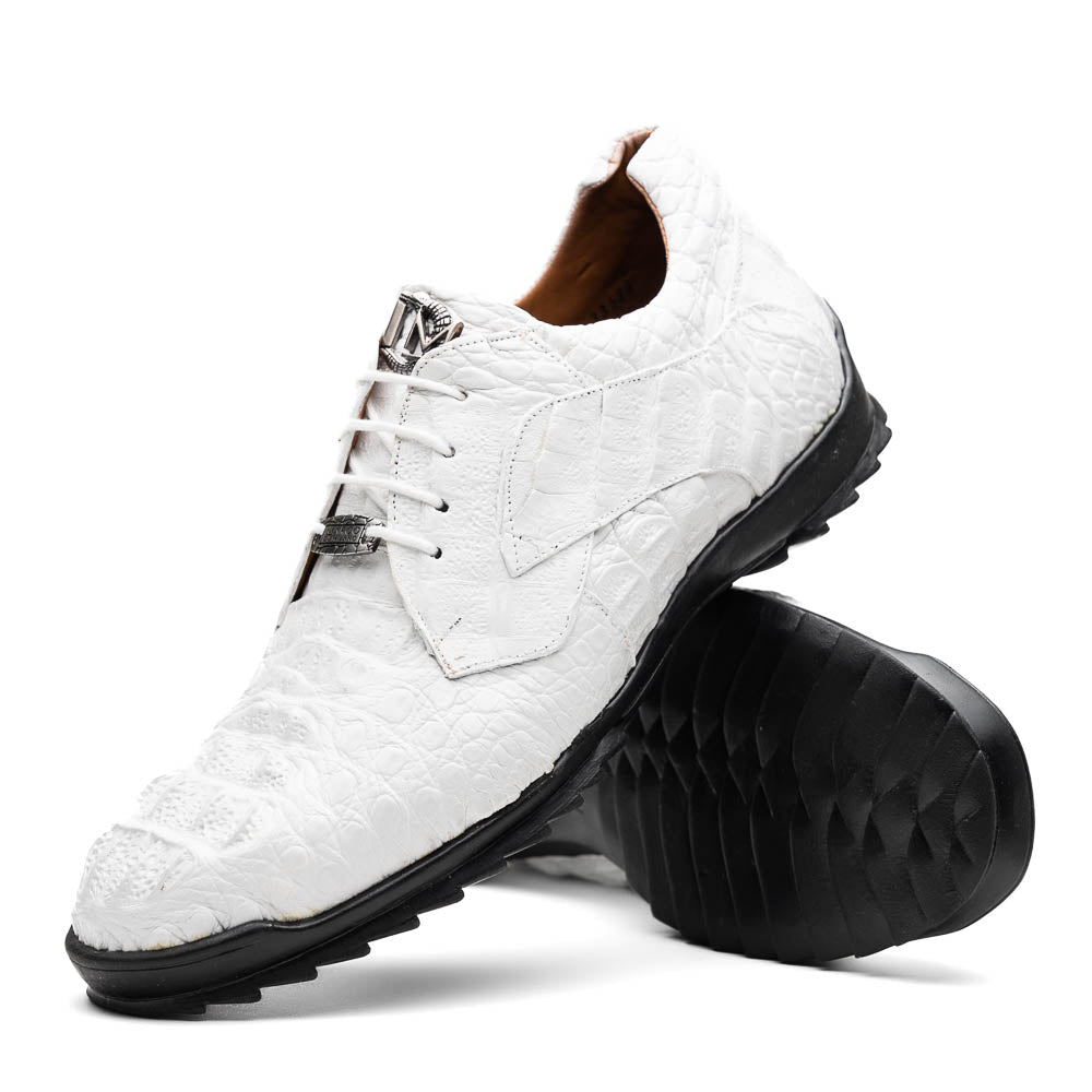 Marco Di Milano Kratos White Caiman Crocodile Sneakers - Dudes Boutique