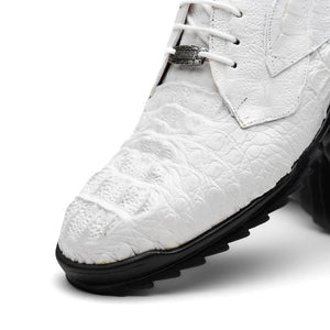 Marco Di Milano Kratos White Caiman Crocodile Sneakers - Dudes Boutique
