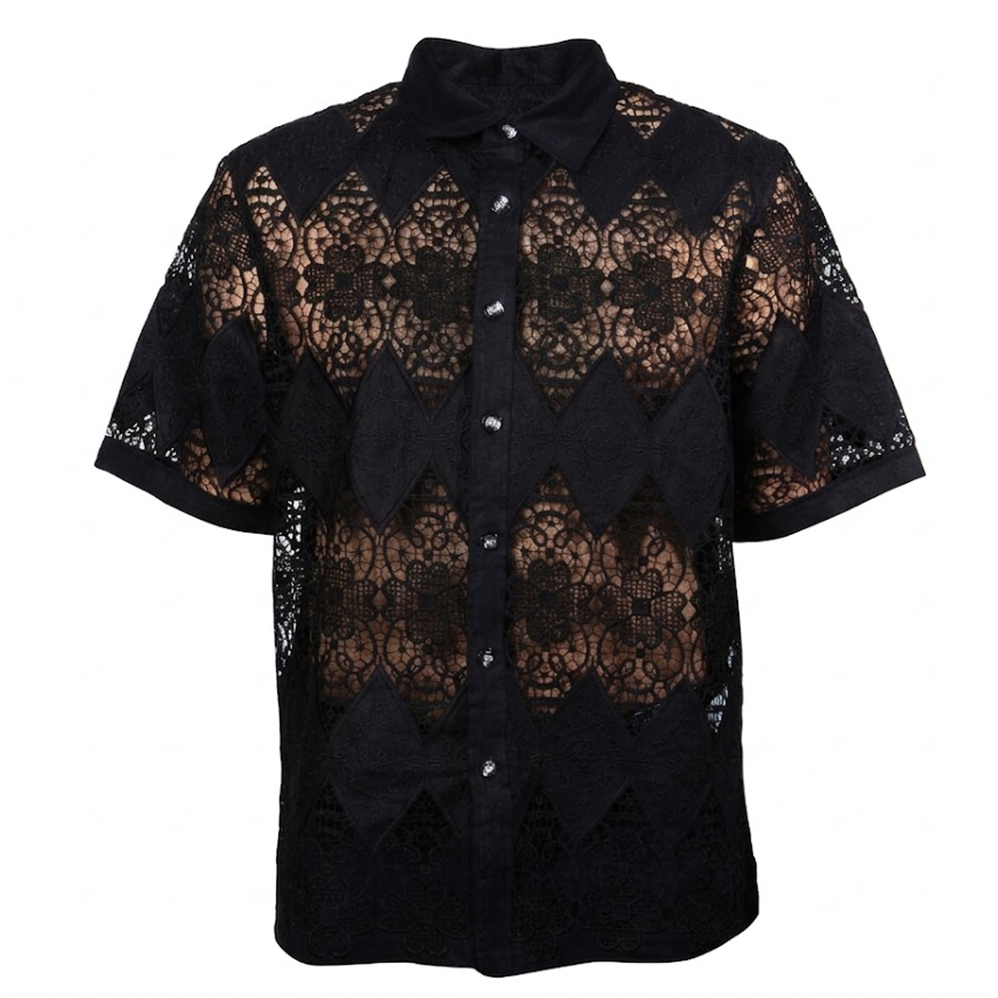 Prestige LUX-461 Black Linen Lace Shirt