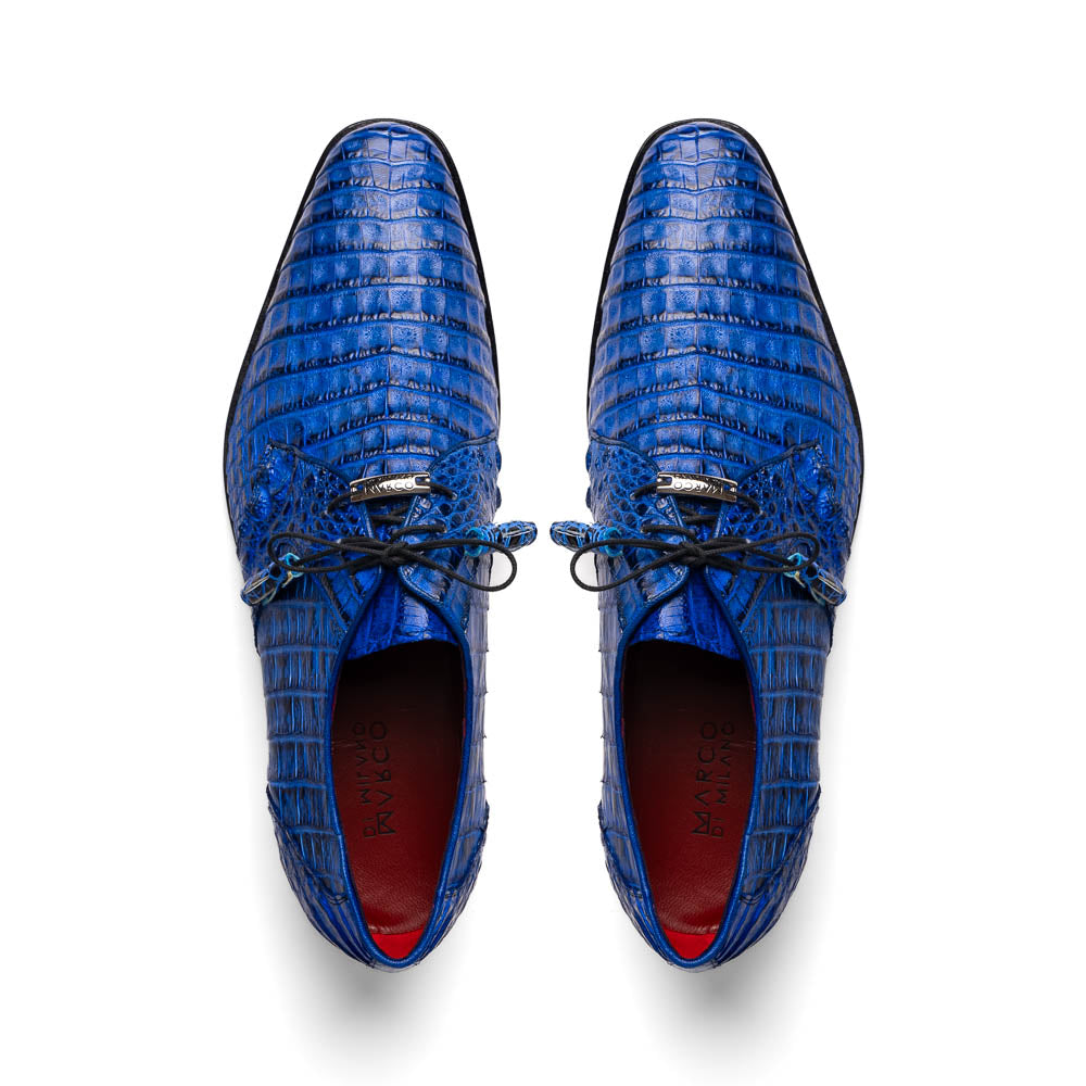 Marco Di Milano Lacio Electric Blue Caiman Crocodile Dress Shoes - Dudes Boutique