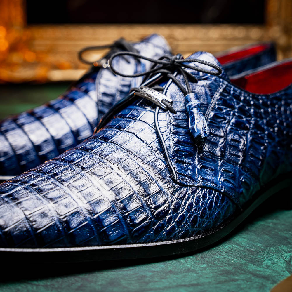 Marco Di Milano Lacio Navy Caiman Crocodile Dress Shoes - Dudes Boutique