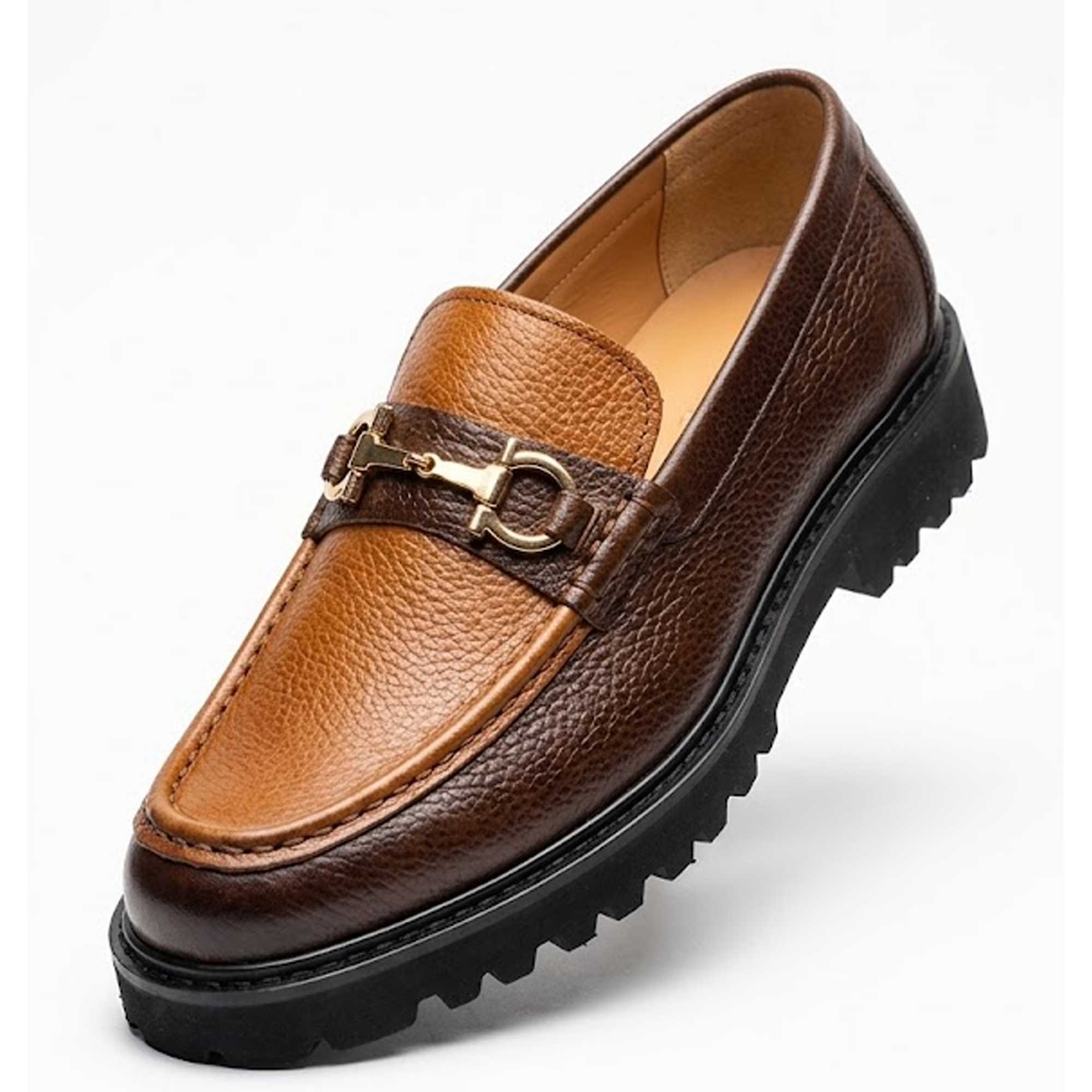 La Milano Bucky Two-Tone Pebbled Leather Bit Loafer