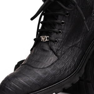 Marco Di Milano Leoni Oil Black Caiman Crocodile Boots - Dudes Boutique