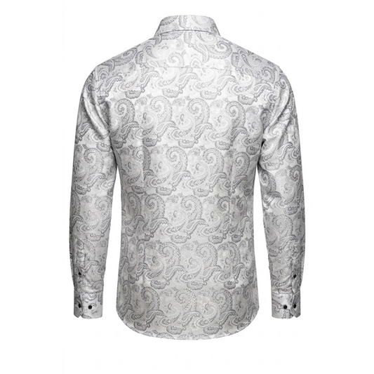 Leoni 528 Silver Paisley Button Up Shirt