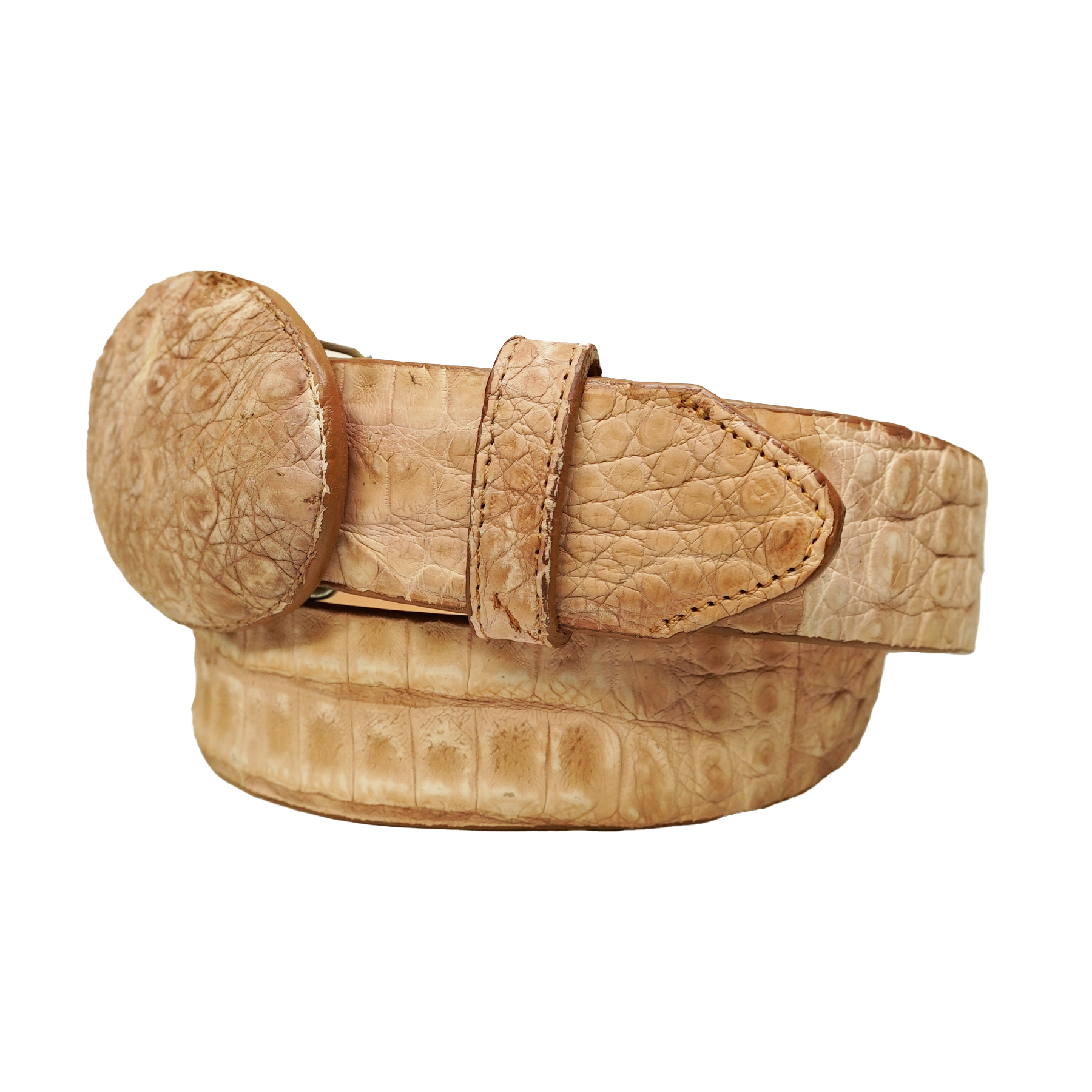 Los Altos Caiman Crocodile Hornback Oryx Suede Finish Belt