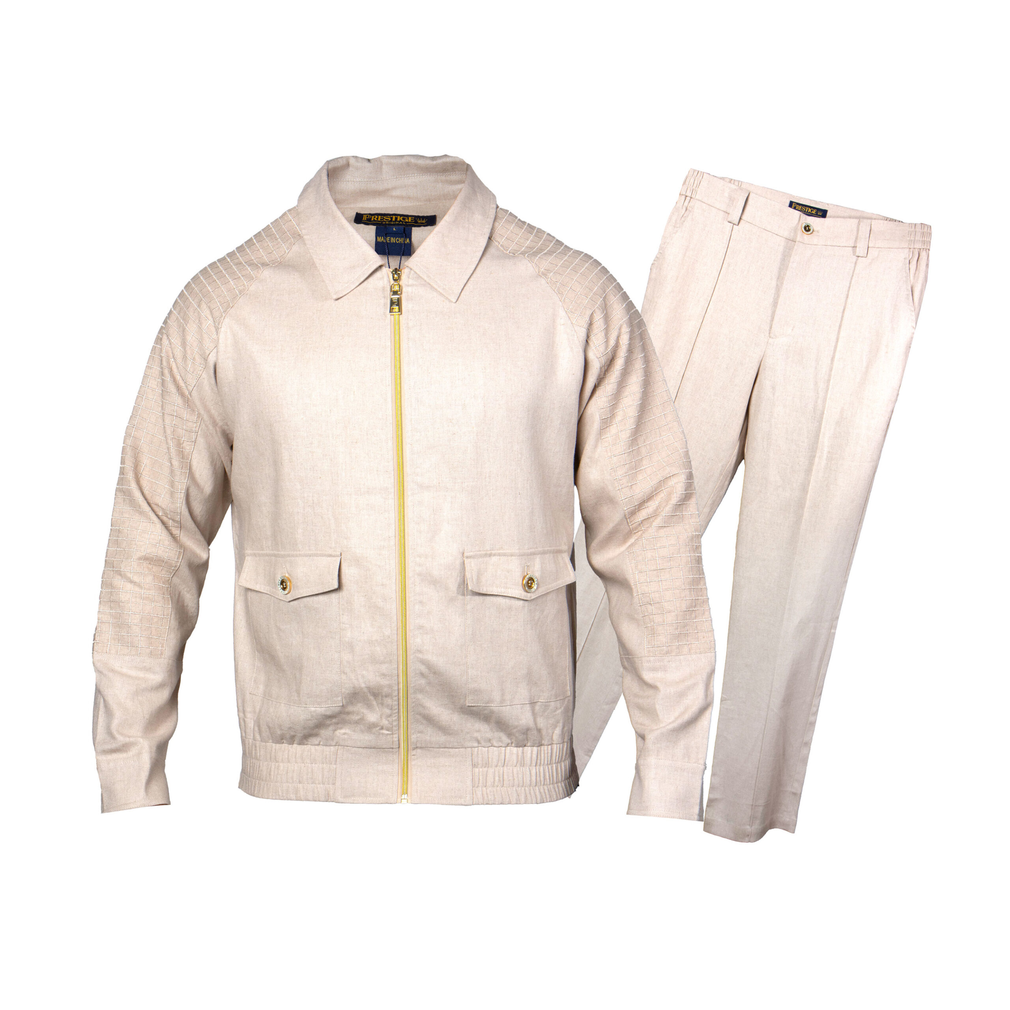 Prestige LNG-135 Oatmeal Linen Jacket & Pant Set