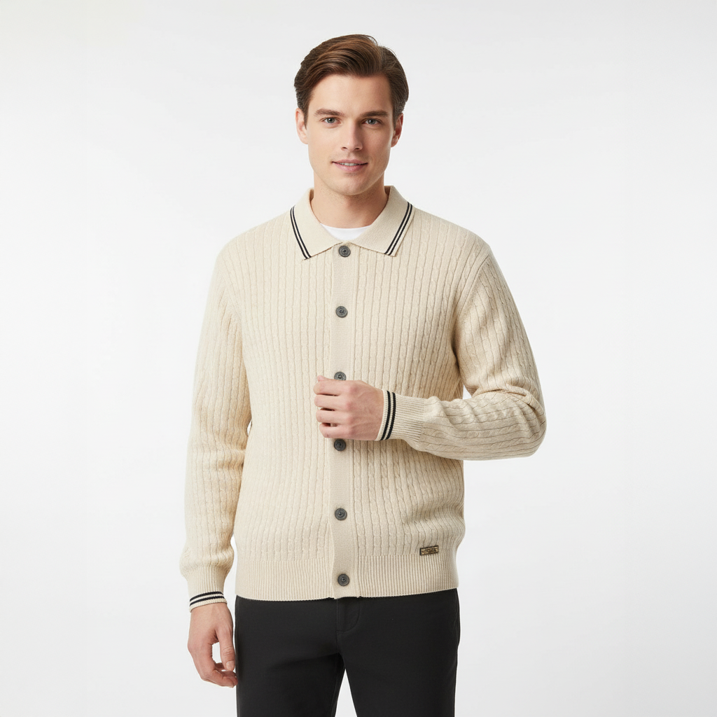 Marquee Cable Knit Cardigan LS IVORY