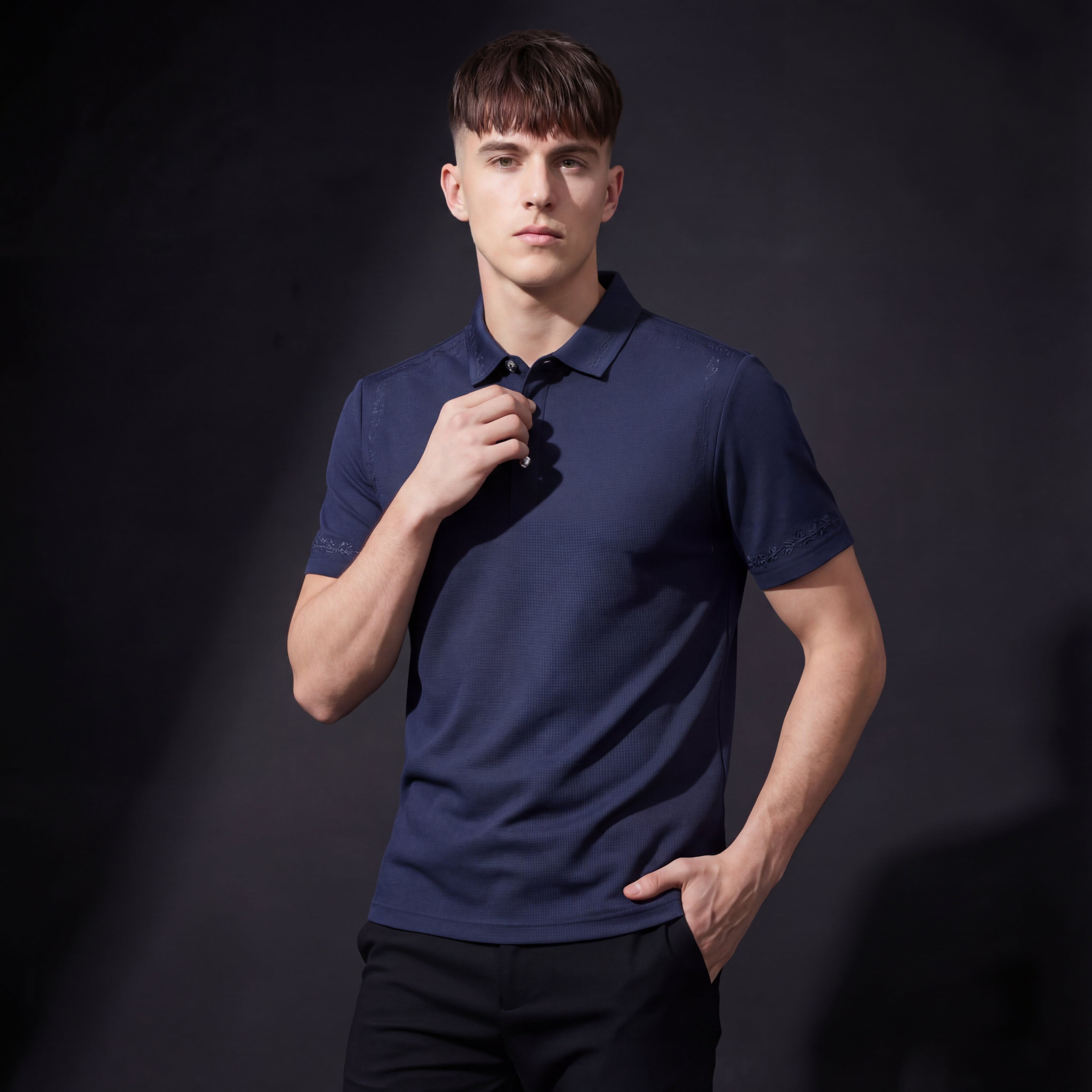 Ornate Trim Polo NAVY