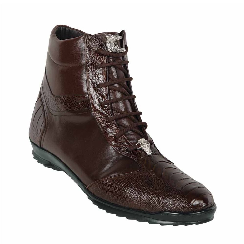 Los Altos Brown Ostrich Leg High-Top Sneakers