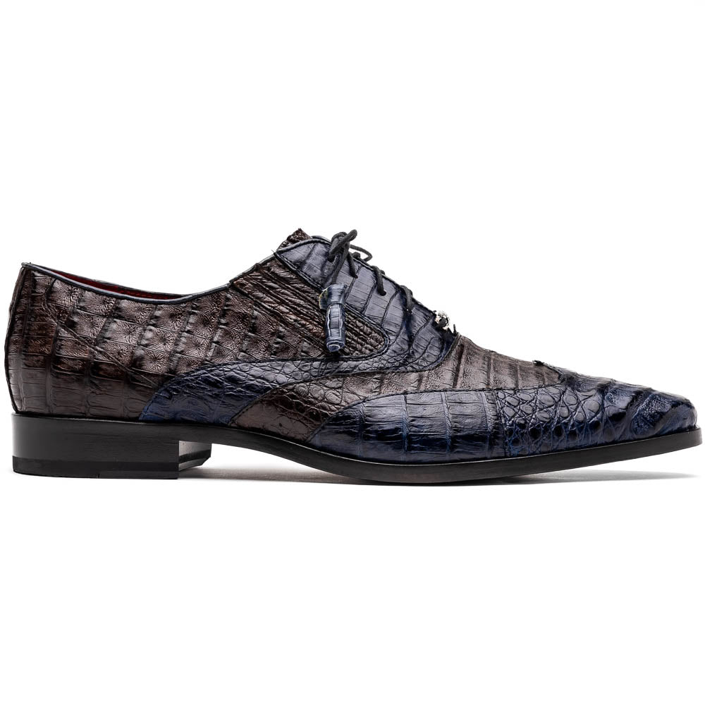 Marco Di Milano Luciano Navy / Brown Caiman Crocodile Dress Shoes - Dudes Boutique