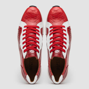 Marco Di Milano Lyon Red / White Ostrich Leg & Calfskin Sneakers - Dudes Boutique