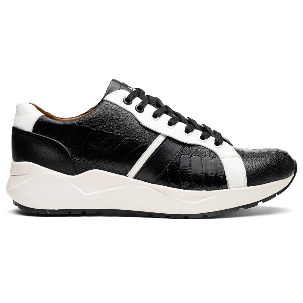Marco Di Milano Verona Black / White Ostrich Leg Sneakers - Dudes Boutique