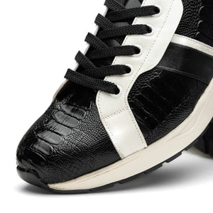 Marco Di Milano Verona Black / White Ostrich Leg Sneakers - Dudes Boutique
