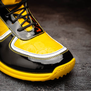Mauri M797 Black & Yellow Baby Croc / Patent Leather Sneakers - Dudes Boutique