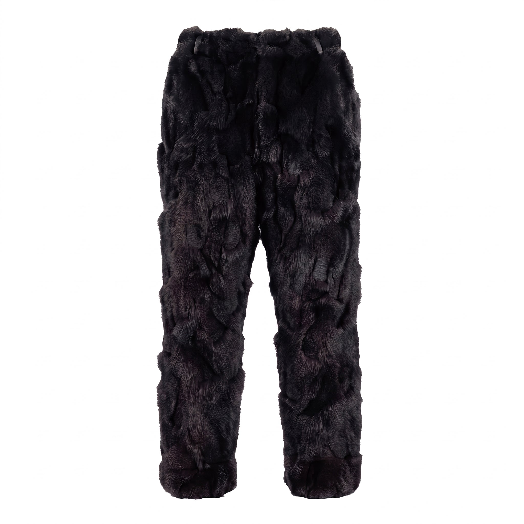 Kashani Men's Black Diamond Cut Fox Fur Pants
