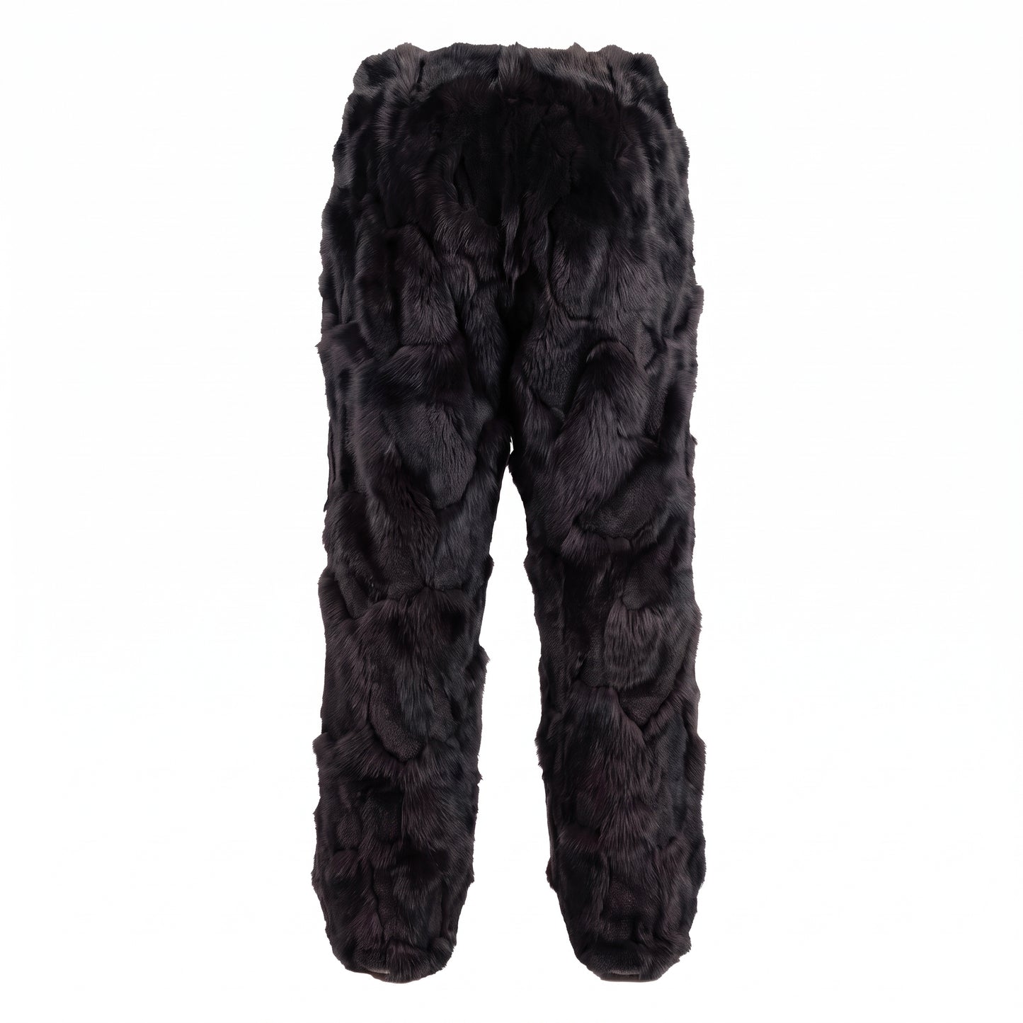 Kashani Men's Black Diamond Cut Fox Fur Pants