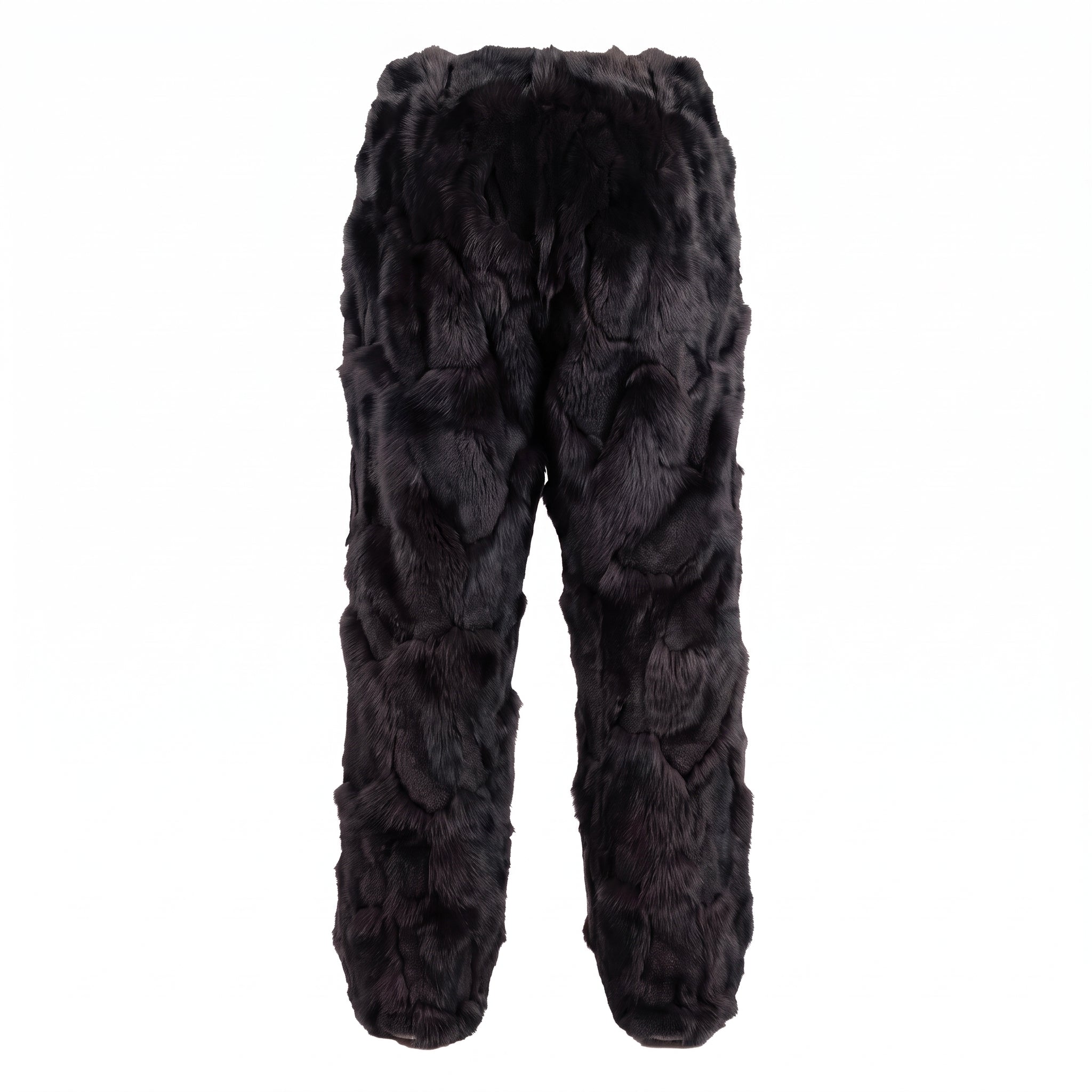 Kashani Men's Black Diamond Cut Fox Fur Pants