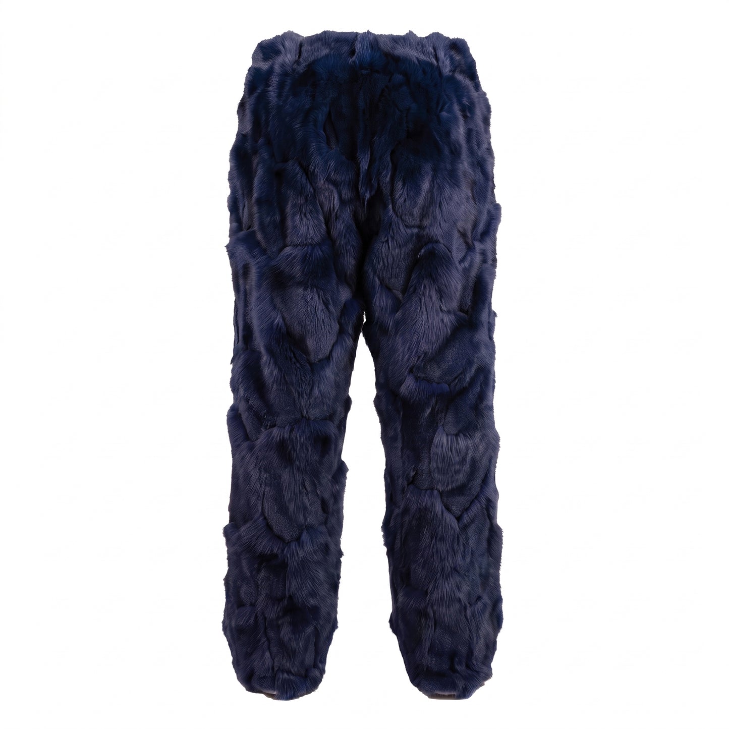 Kashani Men's Navy Diamond Cut Fox Fur Pants