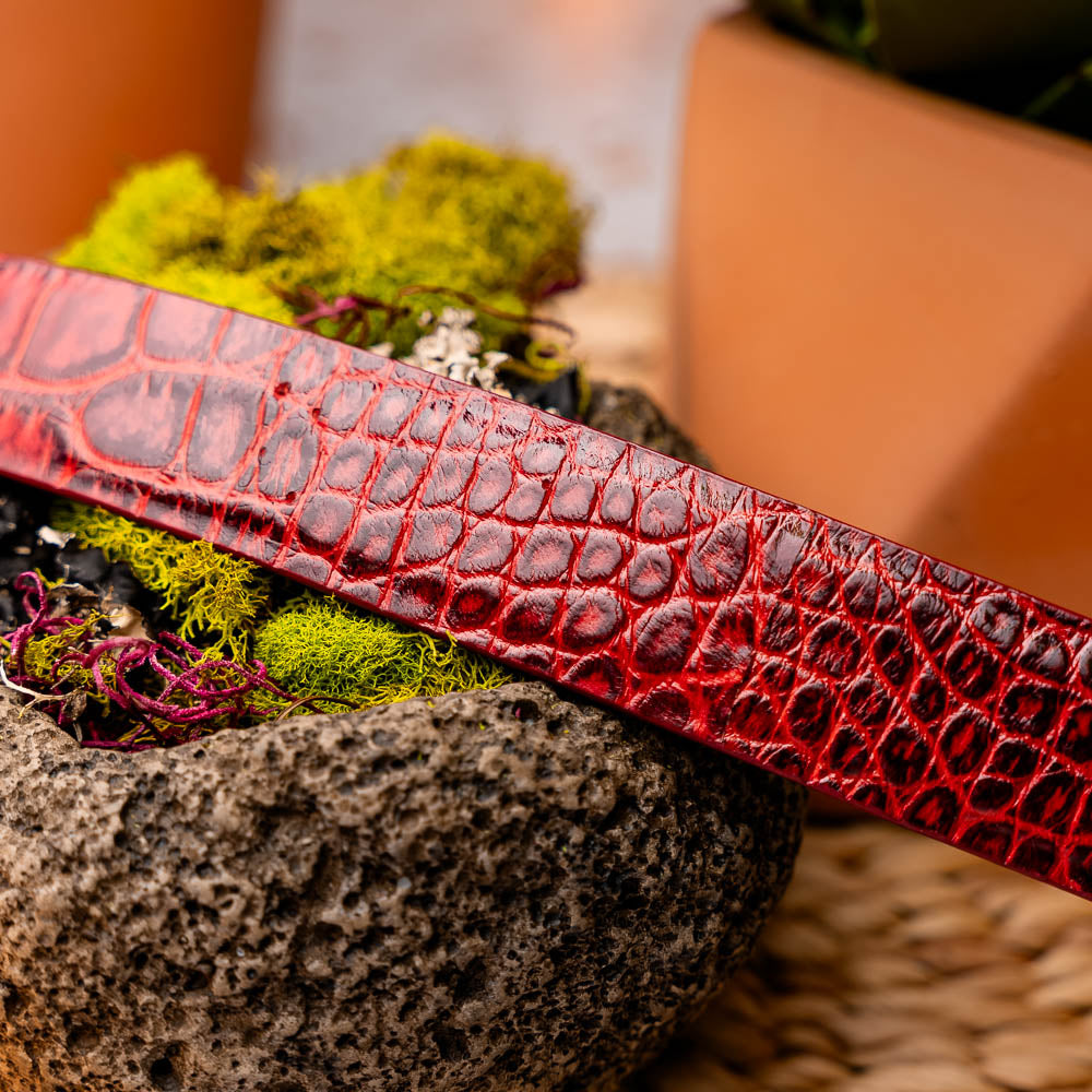 Marco Di Milano Alligator Belt Antique Red - Dudes Boutique
