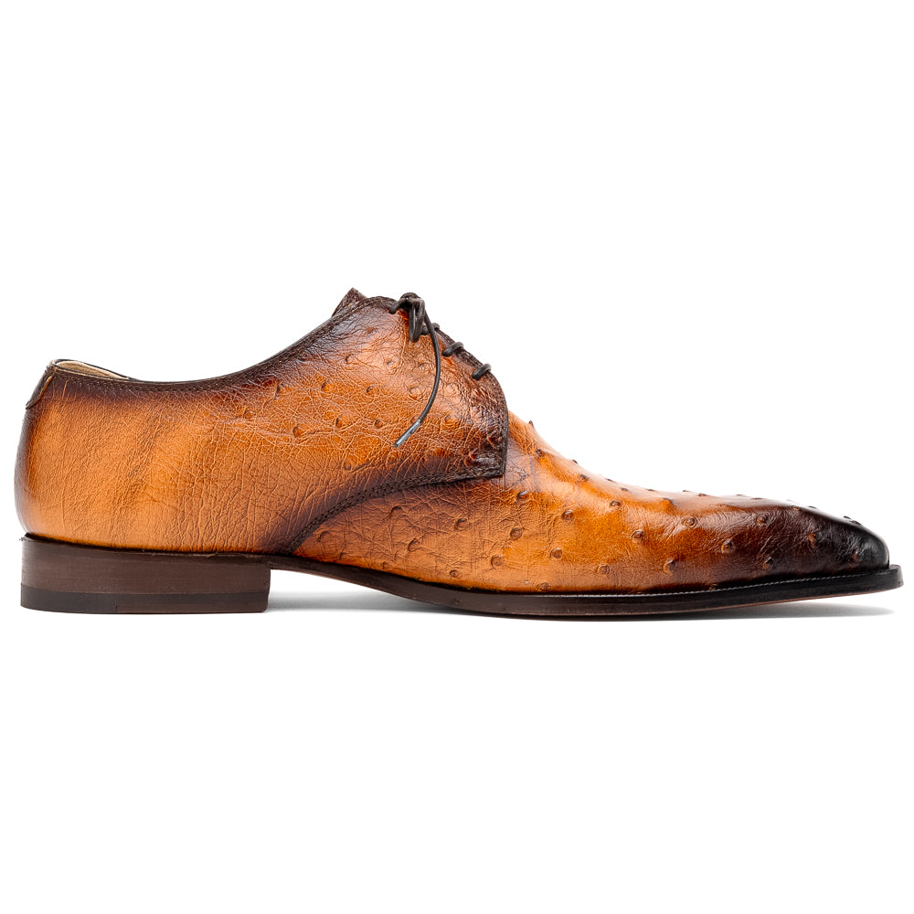 Mauri 1056/2 Dillinger Ostrich Derby Shoes Light Rust / Dirty Gold - Dudes Boutique