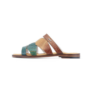 Mauri 1492/2 Fiji Alligator Sandals Dune / Country Green / Gold - Dudes Boutique