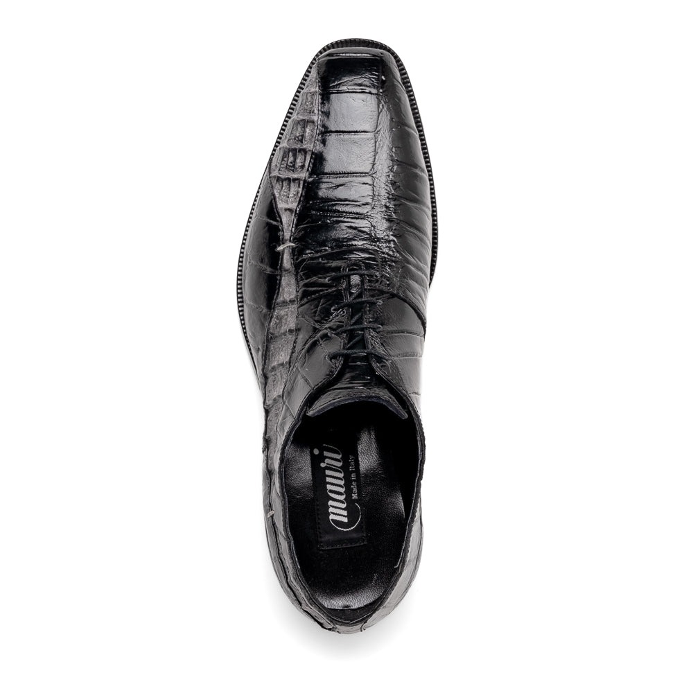 Mauri 3227 Alligator / Hornback Oxford Shoes Black / Light Grey - Dudes Boutique