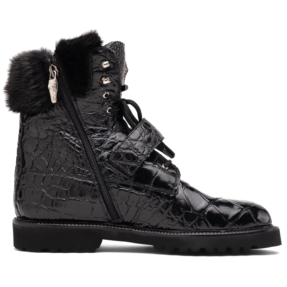 Mauri 3240 Smoke Alligator/ Mink/ Nappa Boots Black - Dudes Boutique