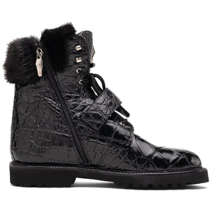 Mauri 3240 Smoke Alligator/ Mink/ Nappa Boots Black - Dudes Boutique