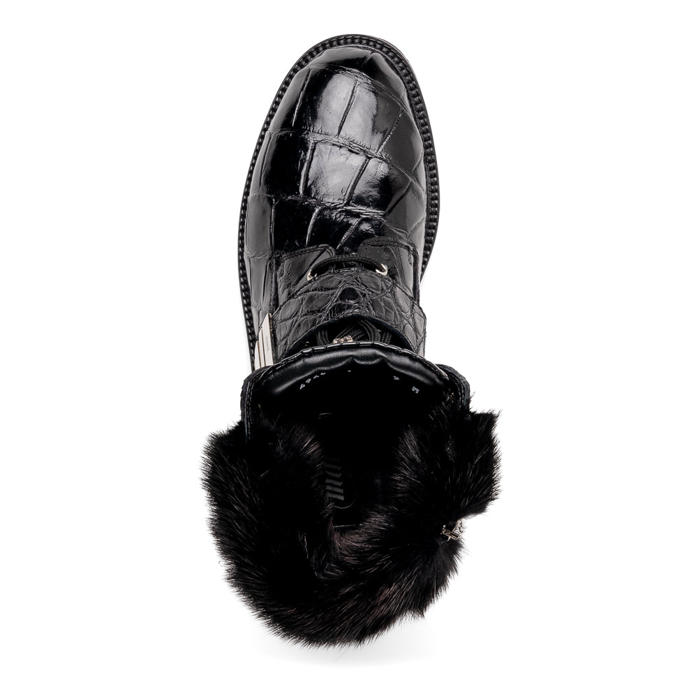Mauri 3240 Smoke Alligator/ Mink/ Nappa Boots Black - Dudes Boutique