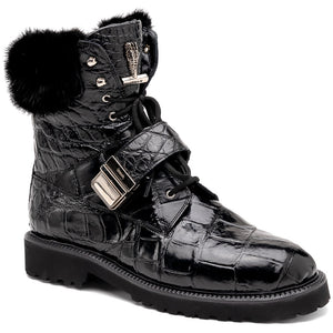 Mauri 3240 Smoke Alligator/ Mink/ Nappa Boots Black - Dudes Boutique