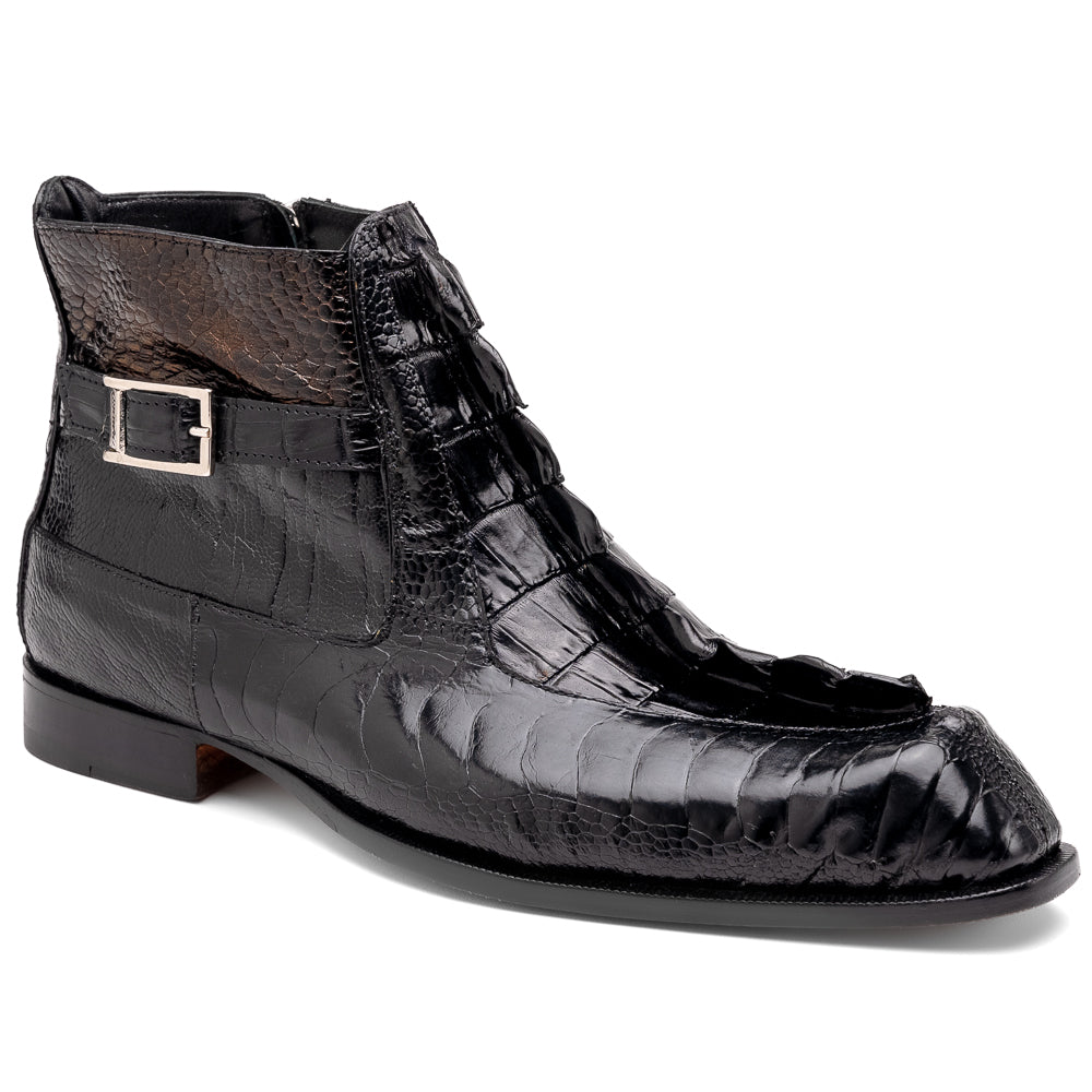 Mauri 3299 Ostrich Leg/ Hornback Dress Boots Black - Dudes Boutique