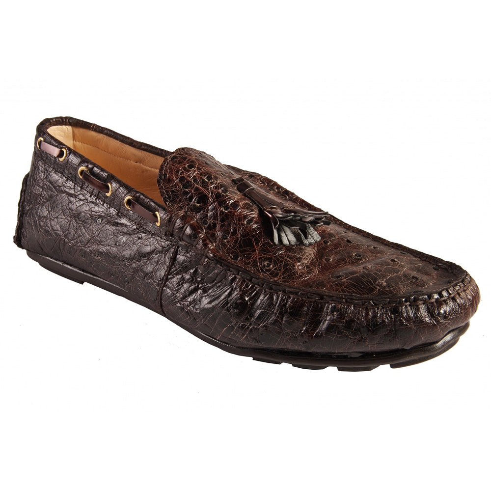 Mauri 3514 Genuine Ostrich Radica Moccasin Testa Di Moro - Dudes Boutique