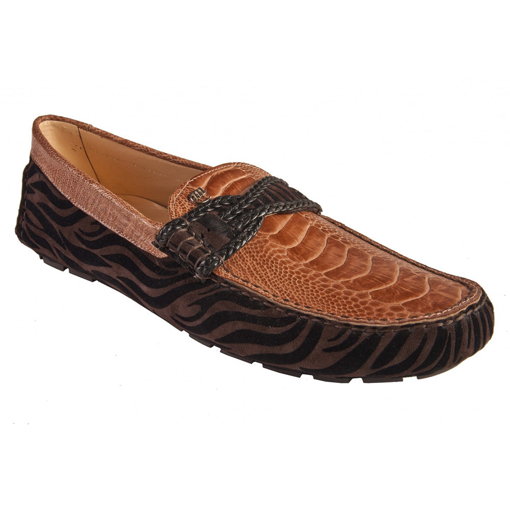 Mauri 3522 Zebrina / Ostrich Leg Moccasin Brown / Light Corn - Dudes Boutique
