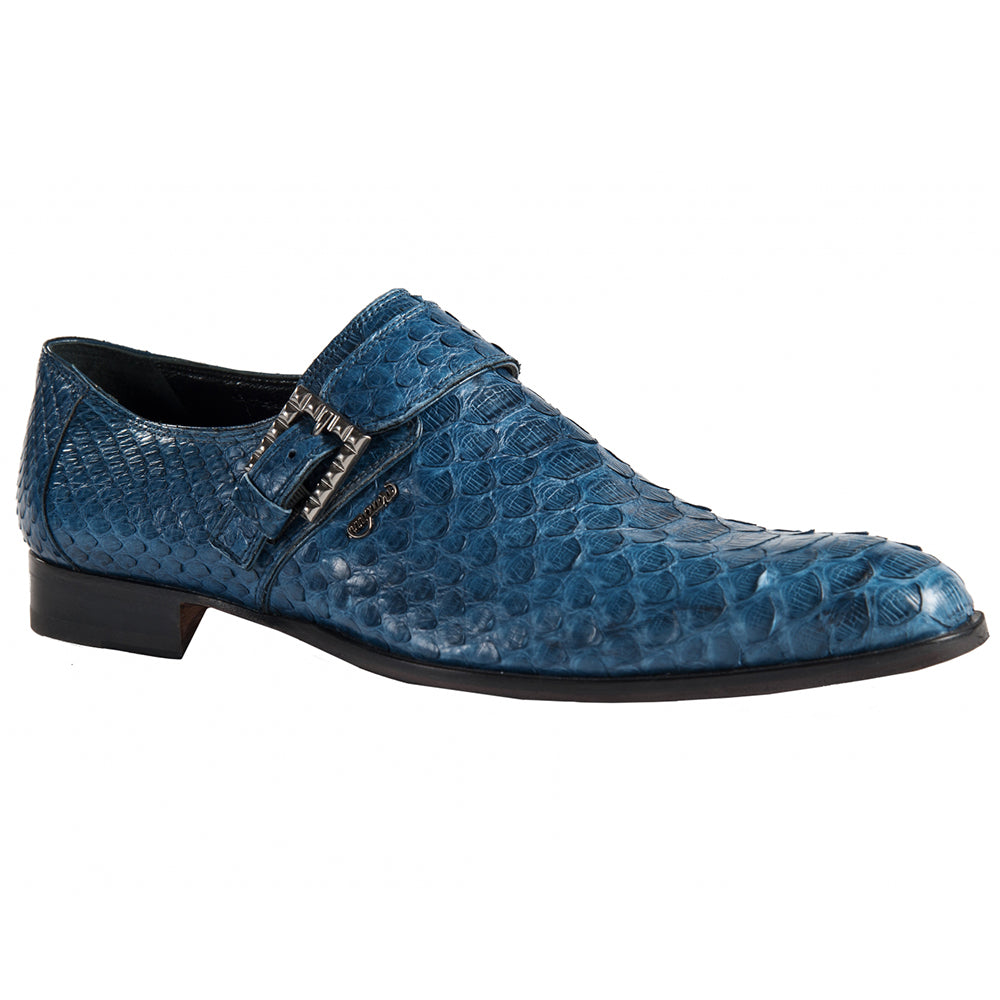 Mauri 4849/1 Matt Blue Python Dress Shoes - Dudes Boutique