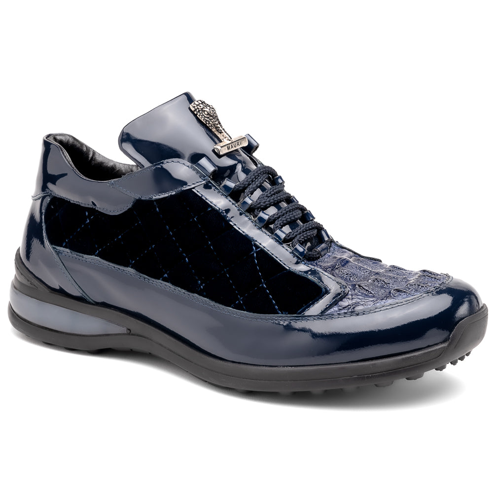 Mauri 8415/1 Beats Patent/ Hornback Crown/ Velvet Sneakers Wonder Blue - Dudes Boutique