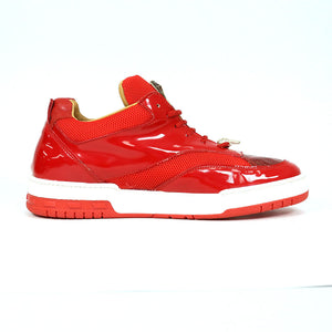 Mauri Breeze 8498/1 Red Patent/Baby Crocodile/Mesh Fabric/Nappa Sneakers - Dudes Boutique
