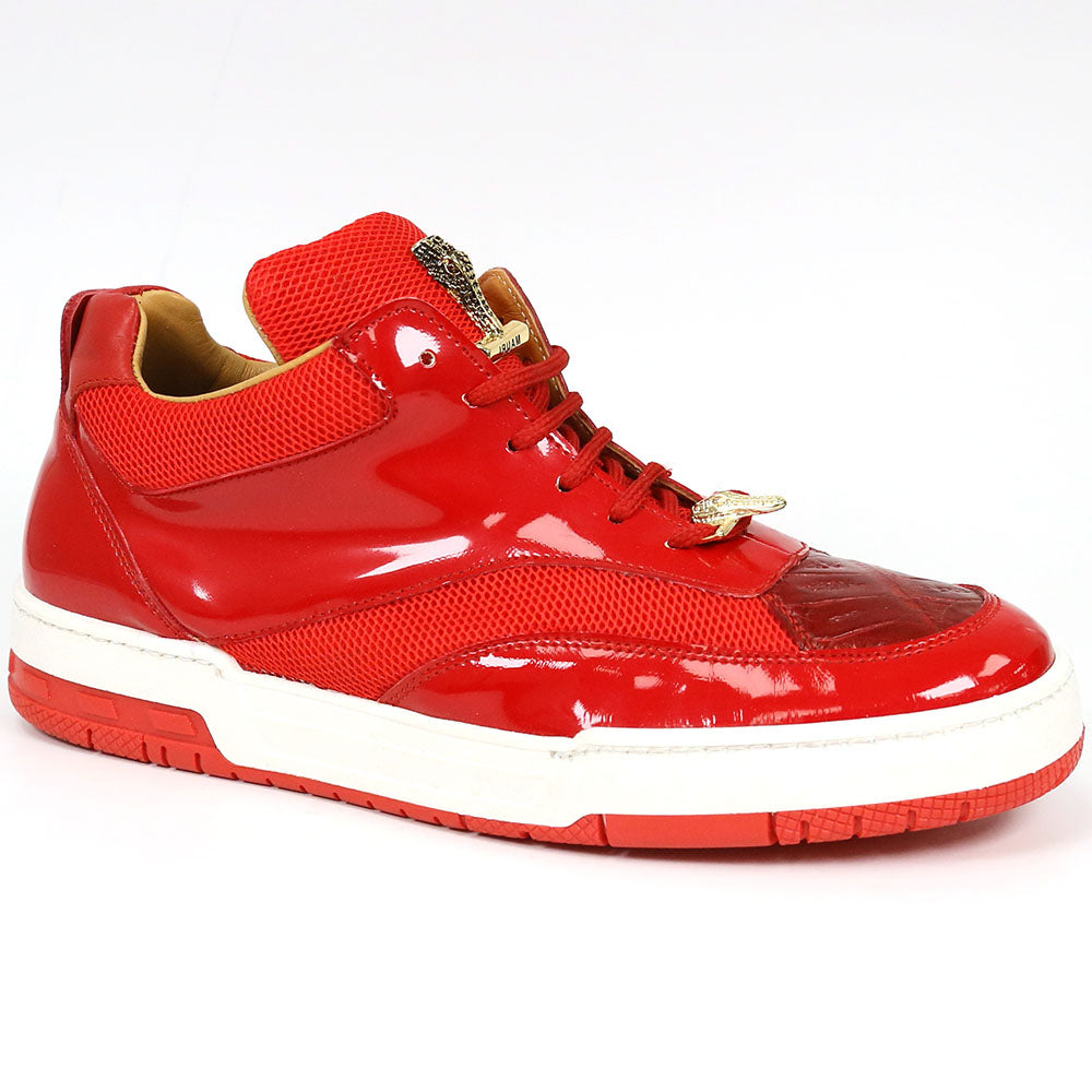 Mauri Breeze 8498/1 Red Patent/Baby Crocodile/Mesh Fabric/Nappa Sneakers - Dudes Boutique