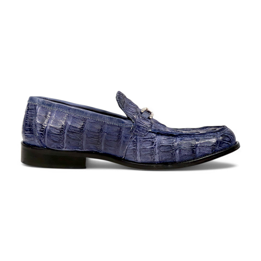 Mauri Chapel 1028/3 Wonder Blue Pepper Hornback Bit Loafers - Dudes Boutique