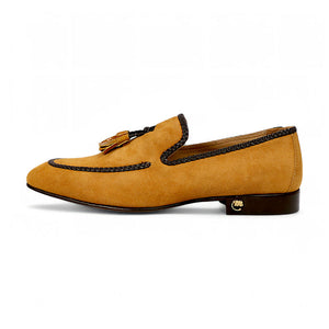 Mauri Chic 3262 Toffee Suede/Ostrich Leg Loafers - Dudes Boutique