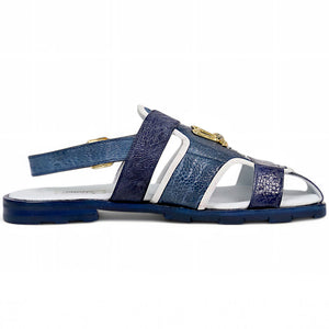 Mauri Jamaica 5191 Wonder Blue Ostrich Leg Sandals - Dudes Boutique