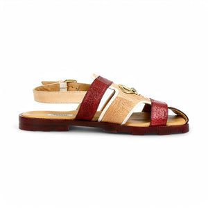 Mauri Jamaica 5191 Red/Cream Ostrich Leg Sandals - Dudes Boutique