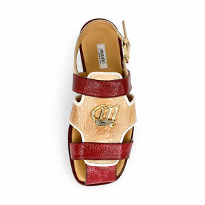 Mauri Jamaica 5191 Red/Cream Ostrich Leg Sandals - Dudes Boutique