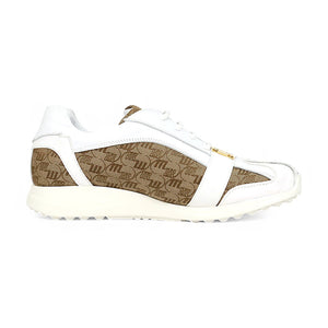 Mauri Kingsman 8665/2 White/Beige Patent/Baby Crocodile/Nappa/Double M-Fabric Sneakers - Dudes Boutique