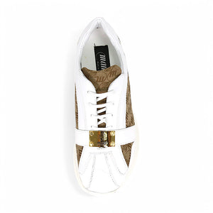 Mauri Kingsman 8665/2 White/Beige Patent/Baby Crocodile/Nappa/Double M-Fabric Sneakers - Dudes Boutique